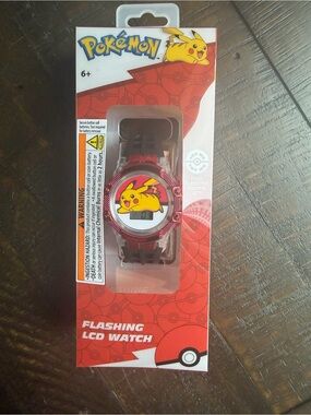 Pokemon Pikachu Flashing LCD Watch - Red and Black